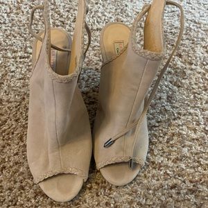 Chinese laundry suede peep toe wedges